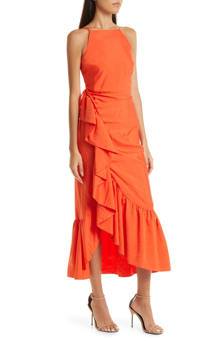 Cinq à Sept Neena Midi Dress, Alternate, color, Cherry Tomato