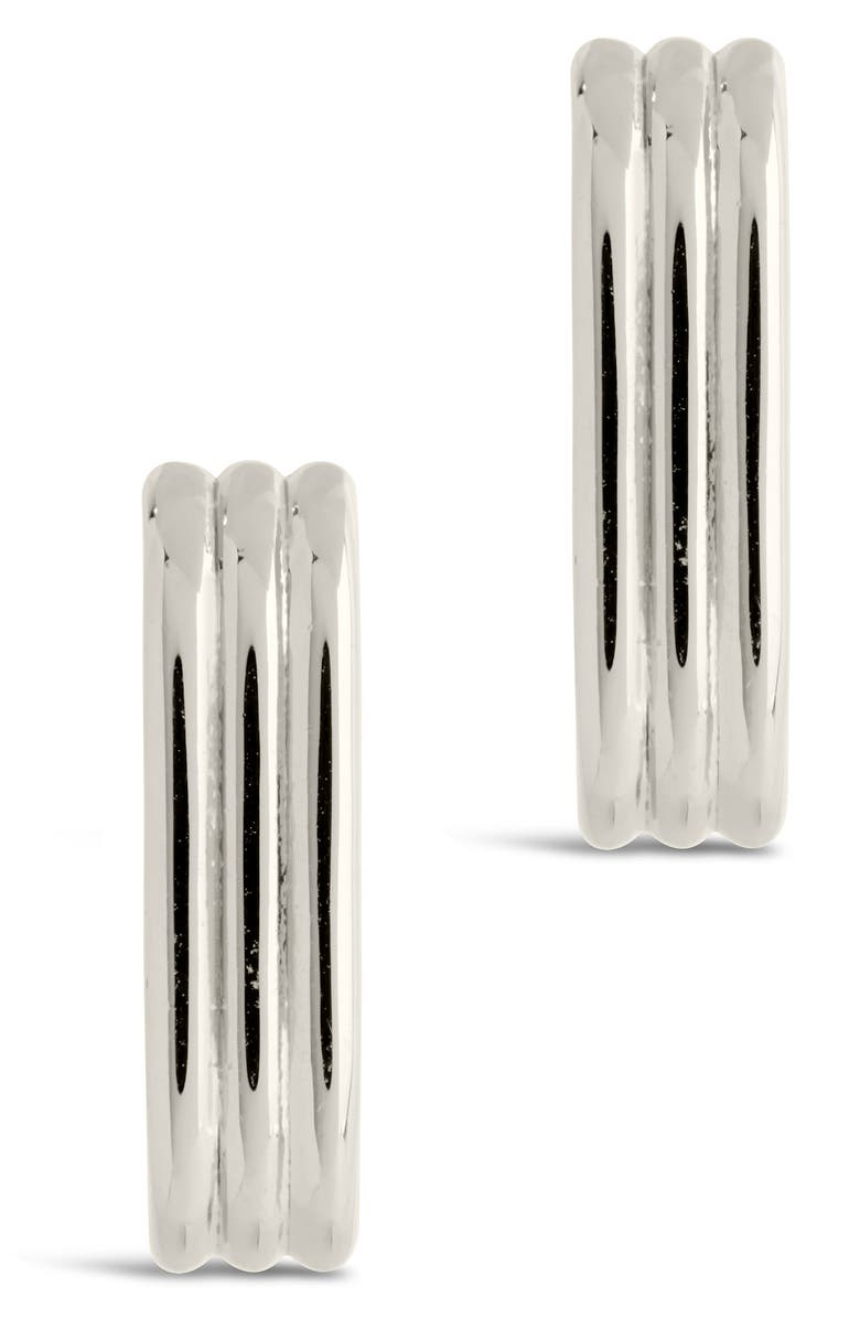 Sterling Forever J-Huggie Hoop Earrings, Alternate, color, 