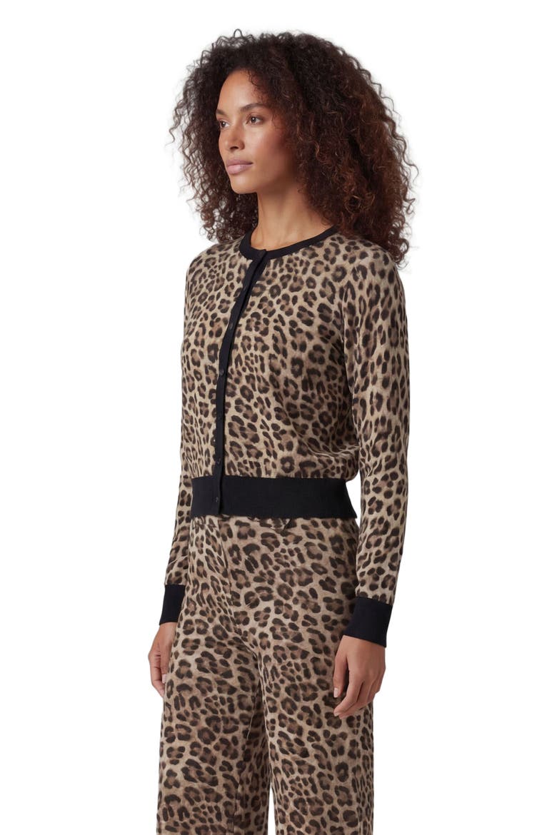 Leopard Womens Cropped Cardigan, Alternate, color, LEOPARD BROWN