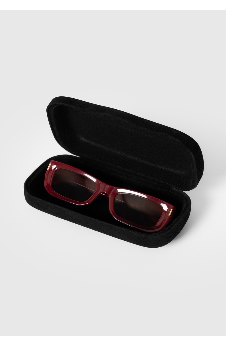 Manière De Voir Milan Curved-Frame Sunglasses, Alternate, color, Red