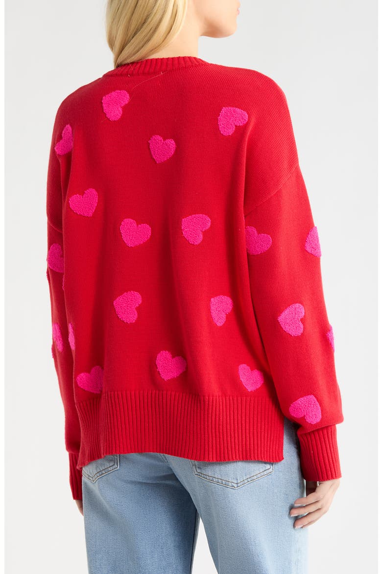 Callie Heart Sweater, Alternate, color, ROYAL RED HEARTS