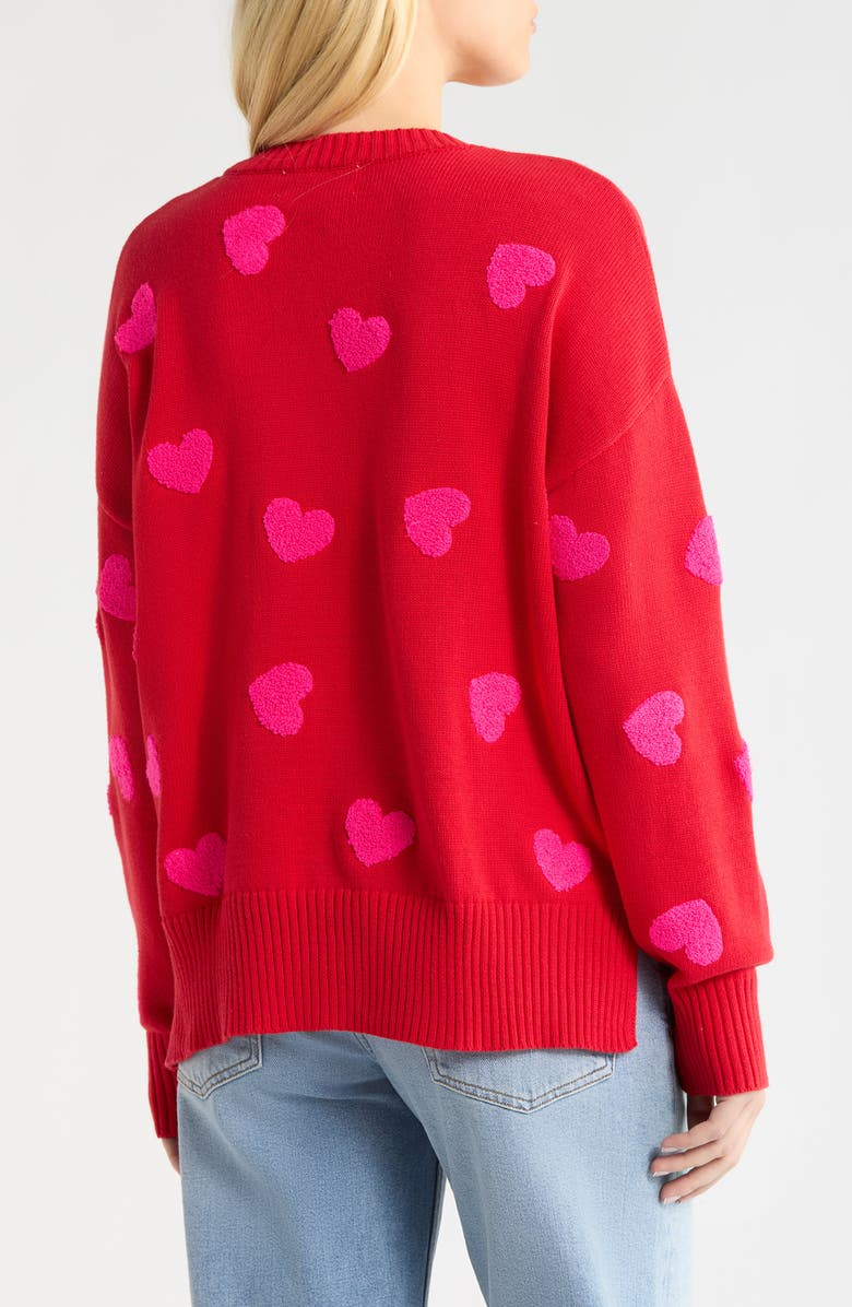 Beach Riot Callie Heart Sweater, Alternate, color, Royal Red Hearts