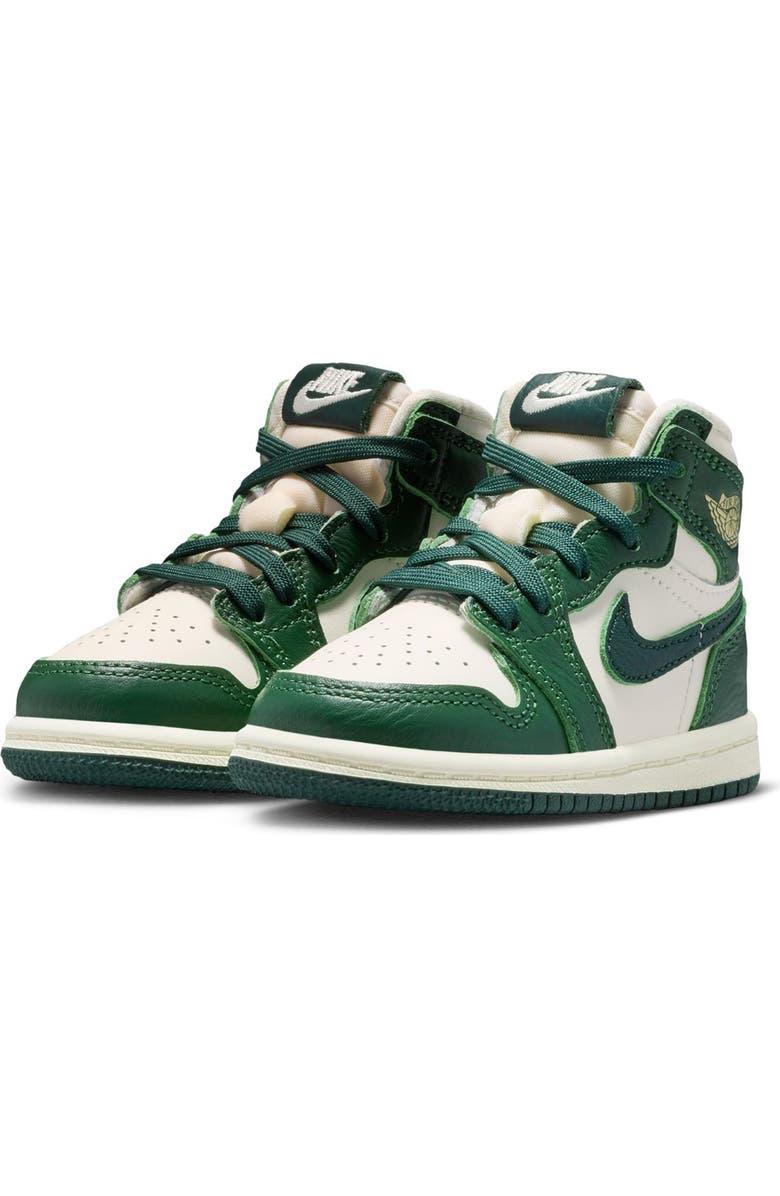 Jordan Kids' Air Jordan 1 Retro High OG Basketball Sneaker, Main, color, Pale Ivory/ Pro Green