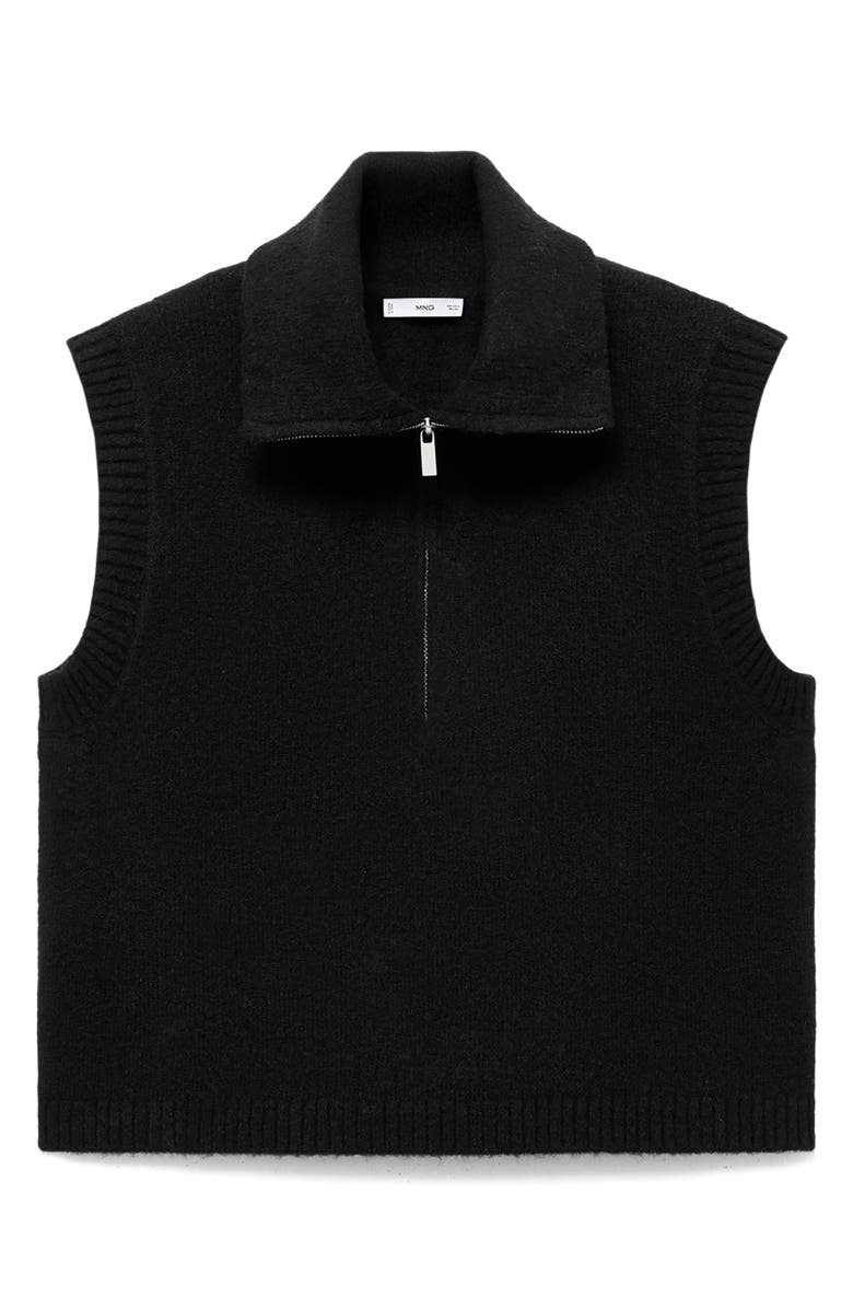 MANGO TEEN Perkins Collared Sweater Vest, Alternate, color, Black