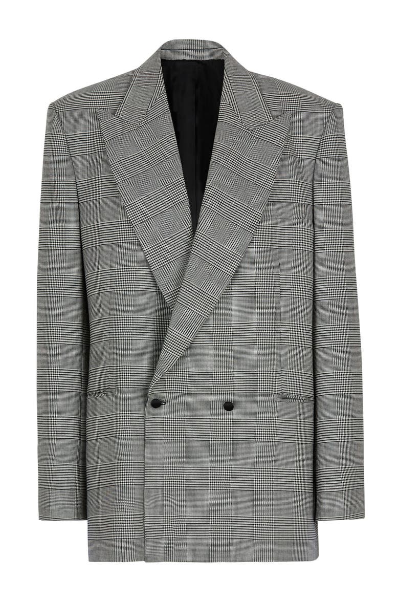 Oversized jacket in Prince of Wales jacquard, Alternate, color, black