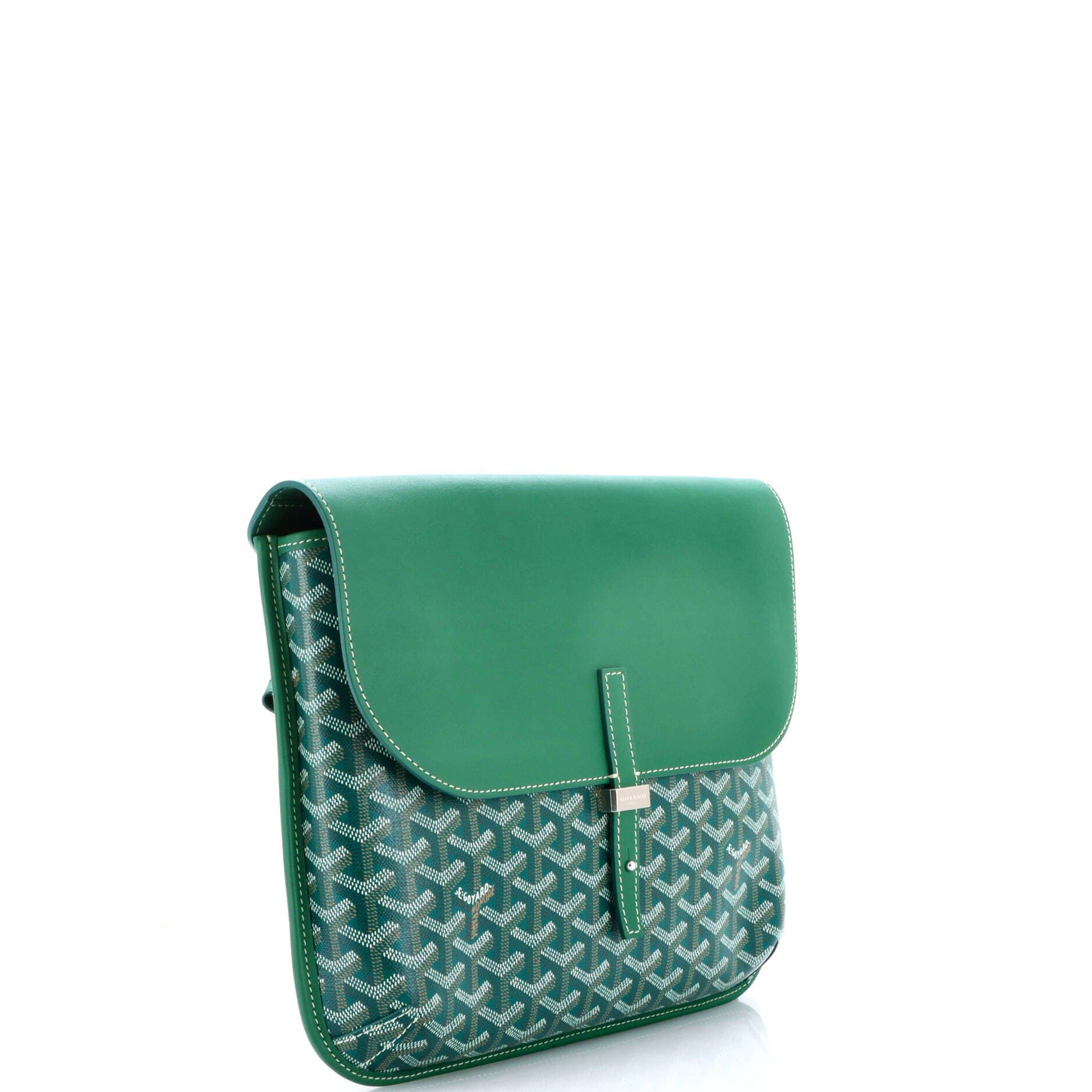 Coursier Messenger Bag Coated Canvas and Leather, Alternate, color, Green