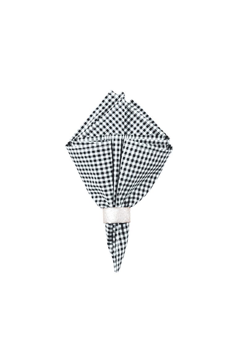 Black Checks Napkin, Main, color, Black