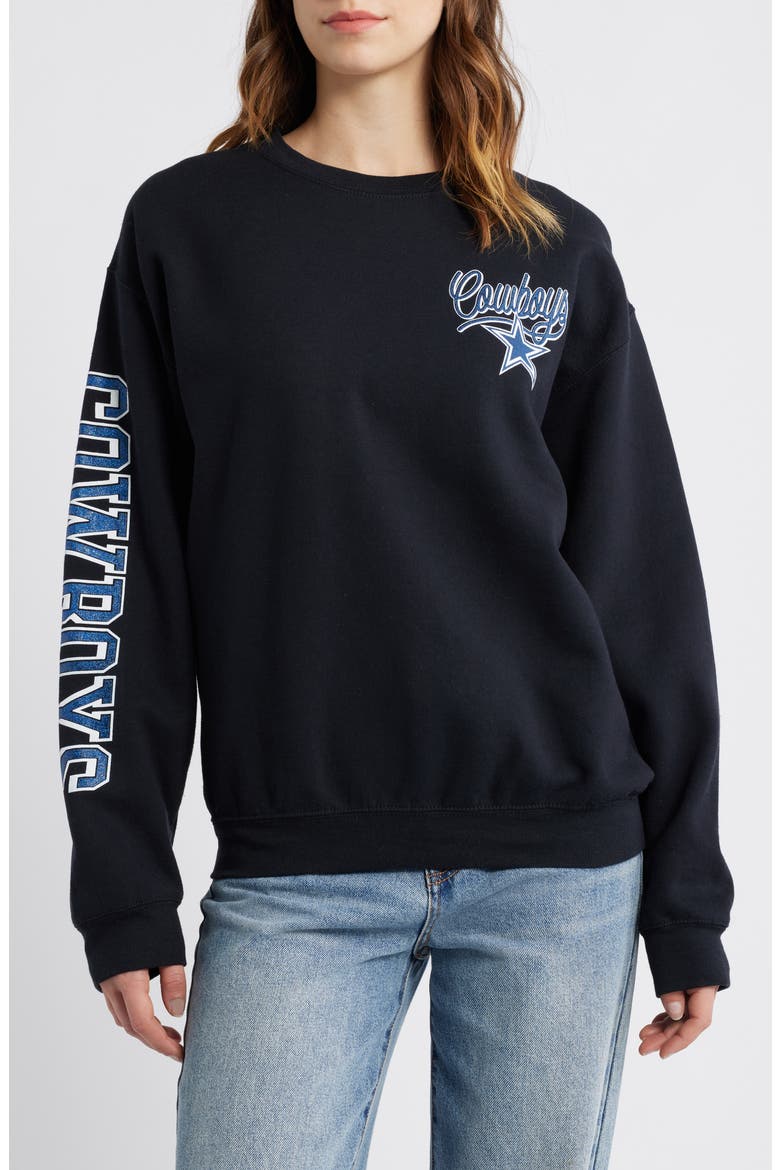 Cowboys Glitter Cotton Blend Sweatshirt, Main, color, BLACK