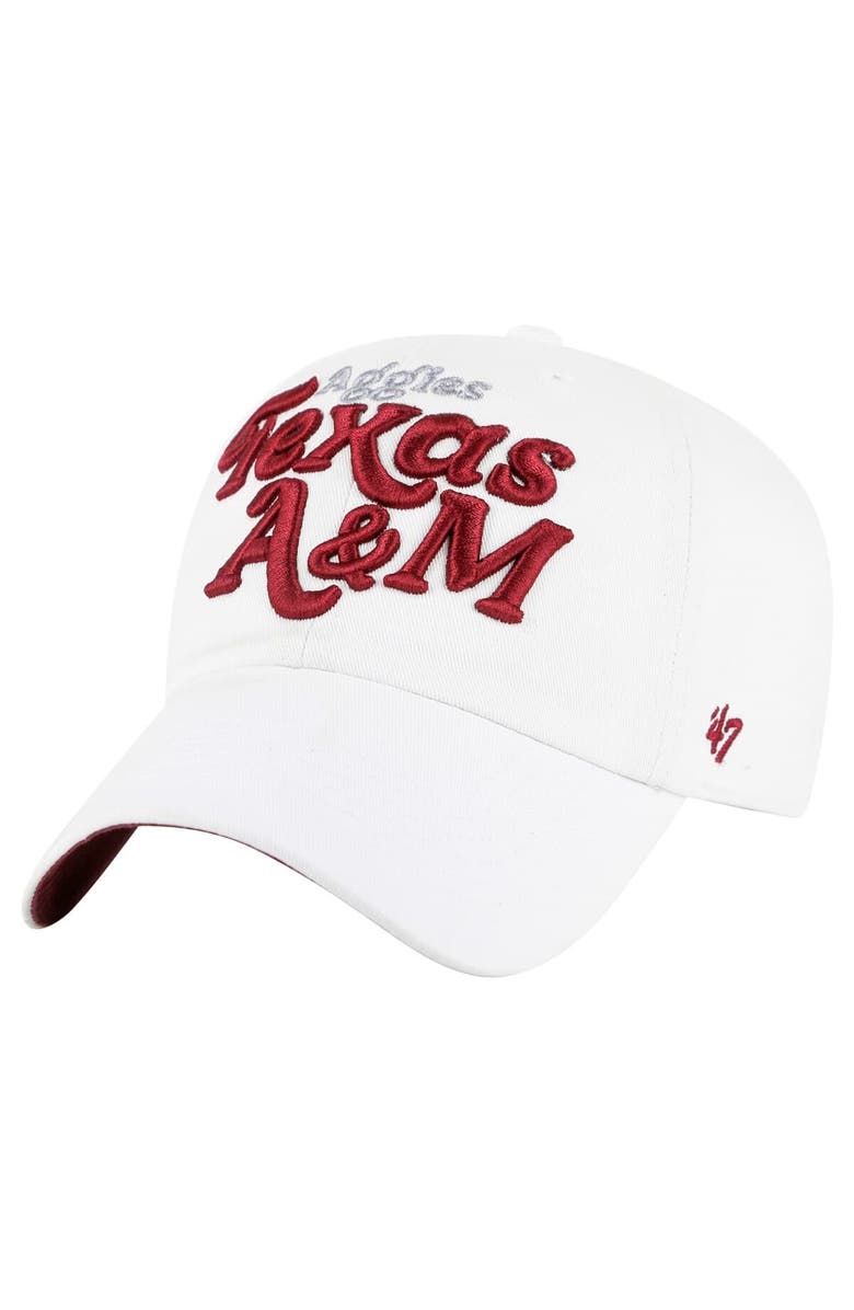'47 Women's '47 White Texas A&M Aggies Pensacola Clean Up Adjustable Hat, Main, color,