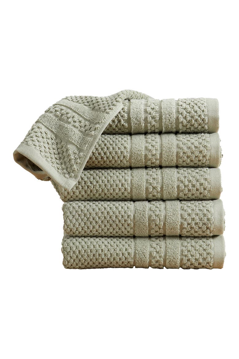 6-Pack Checker Texture Hand Towels, Main, color, EUCALYPTUS