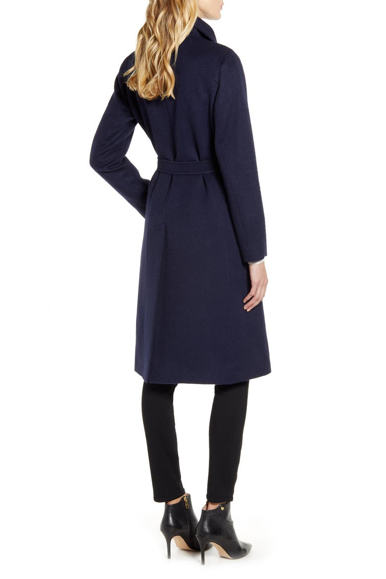 Alpaca Blend Wrap Coat, Alternate, color, NAVY