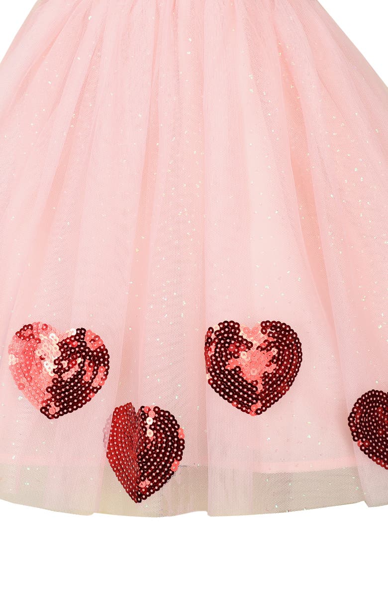 Zunie Kids' Heart Sequin Party Dress, Alternate, color, Pink