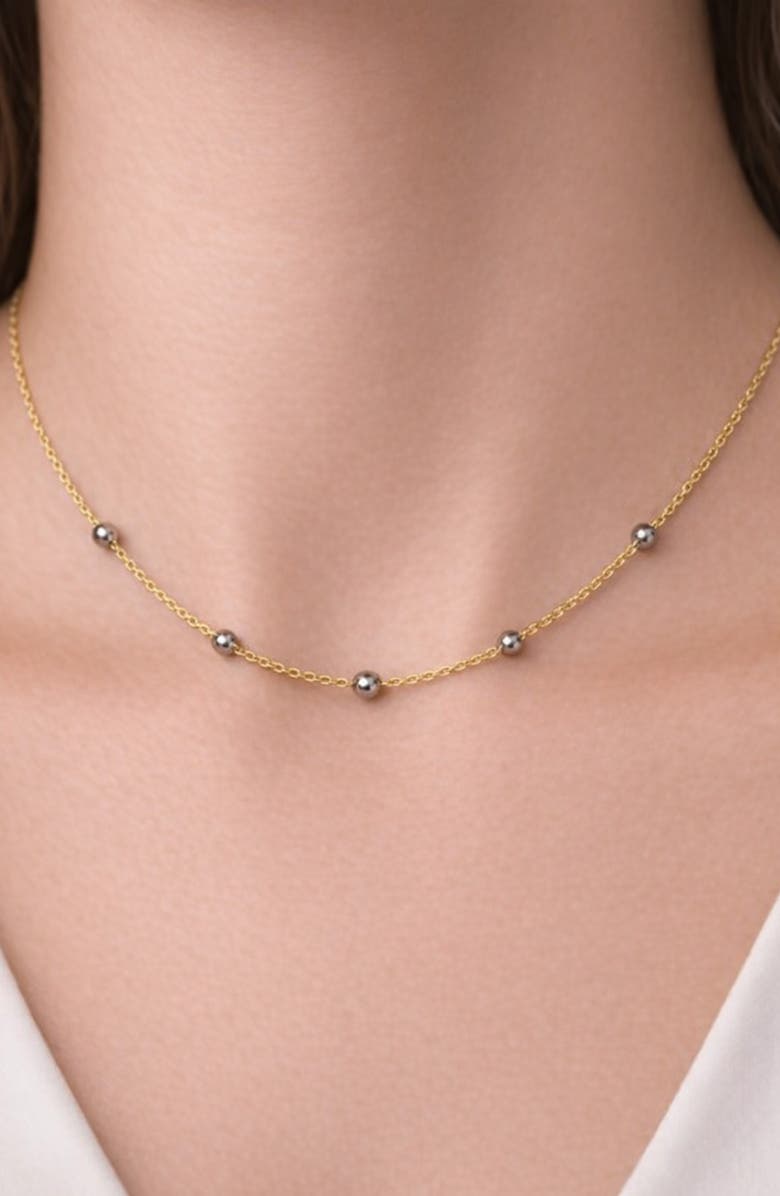 Argento Vivo Sterling Silver Ball Station Necklace, Alternate, color, Gold/ Silver