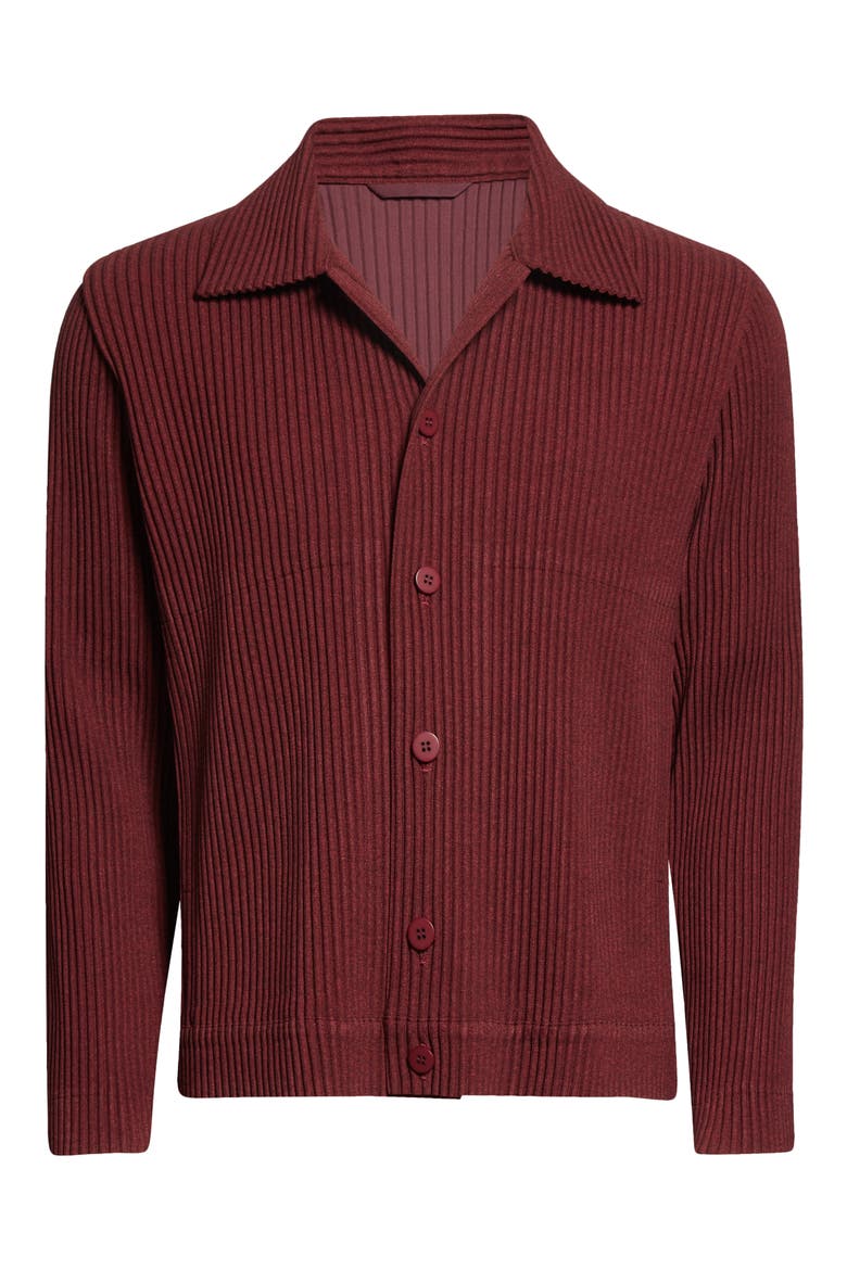 Pleated Shirt Jacket, Alternate, color, BORDEAUX