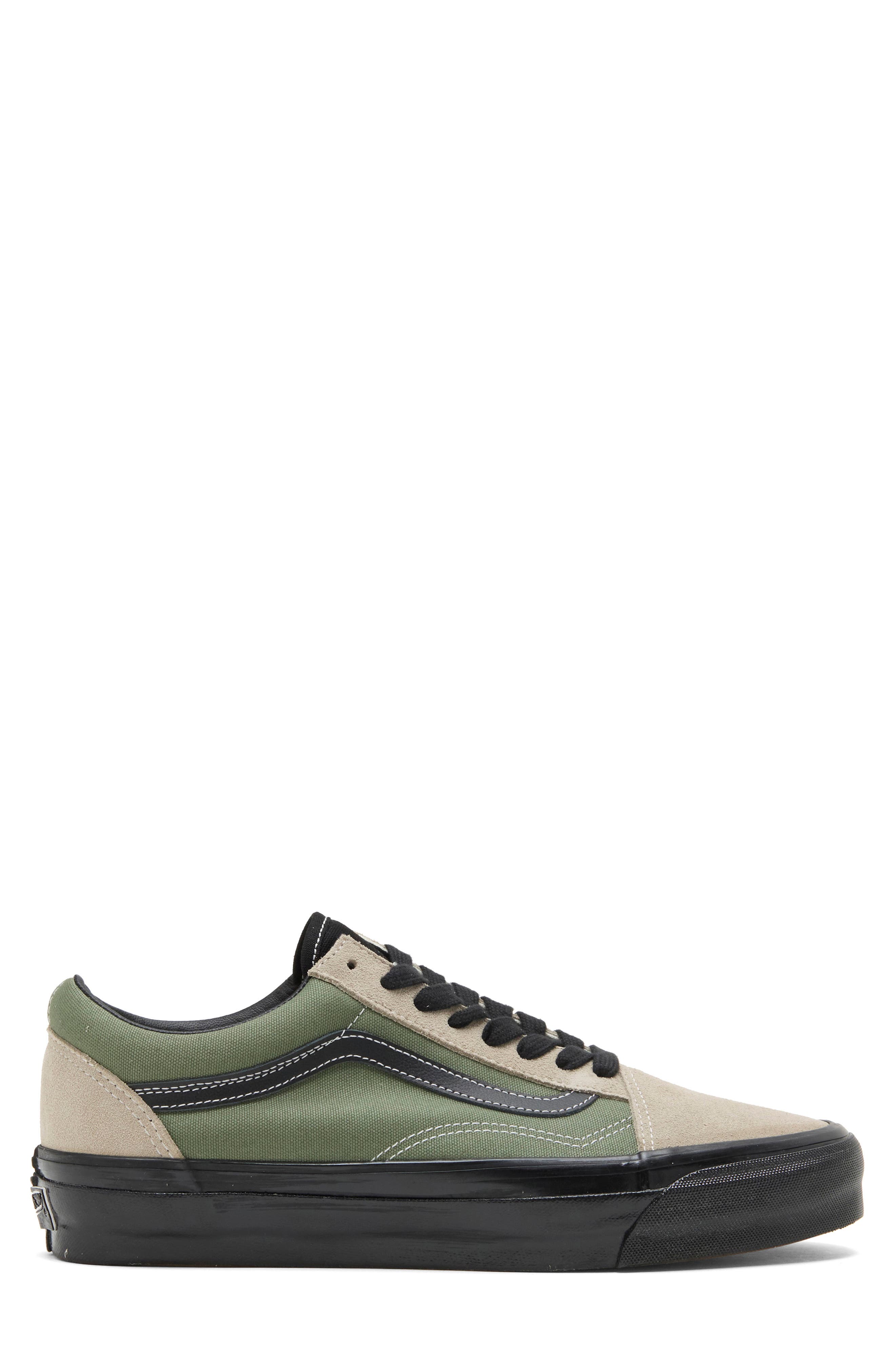 Old Skool LX Leather Sneaker, Alternate, color, ALUMINUM/ OLIVE