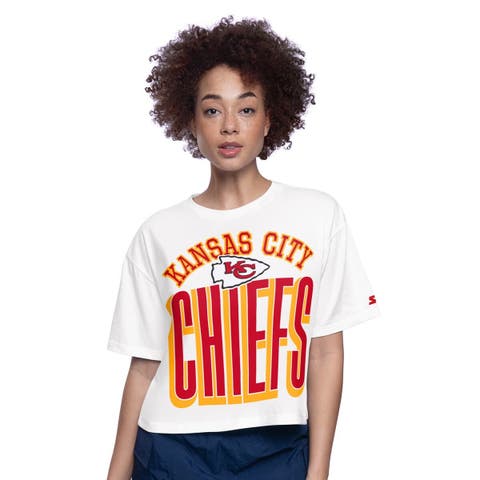 Women's Starter  White Kansas City Chiefs Play the Ball Boxy Cropped T-Shirt
