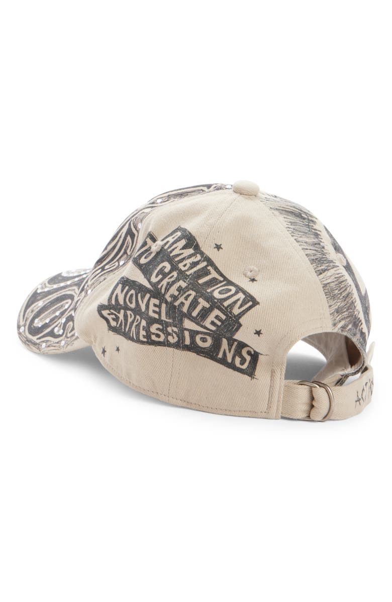Acne Studios Crystal Embellished Print Baseball Cap, Alternate, color, 