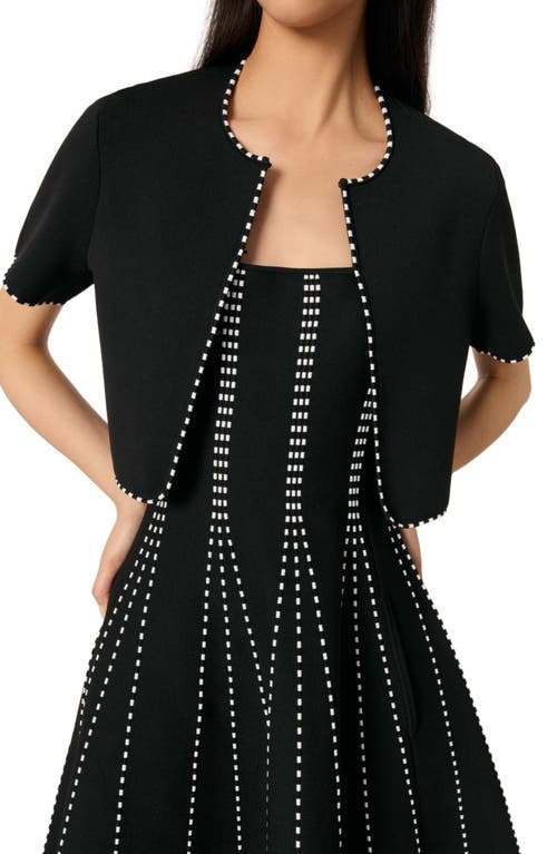 Maje Cropped Cardigan In Black/ecru