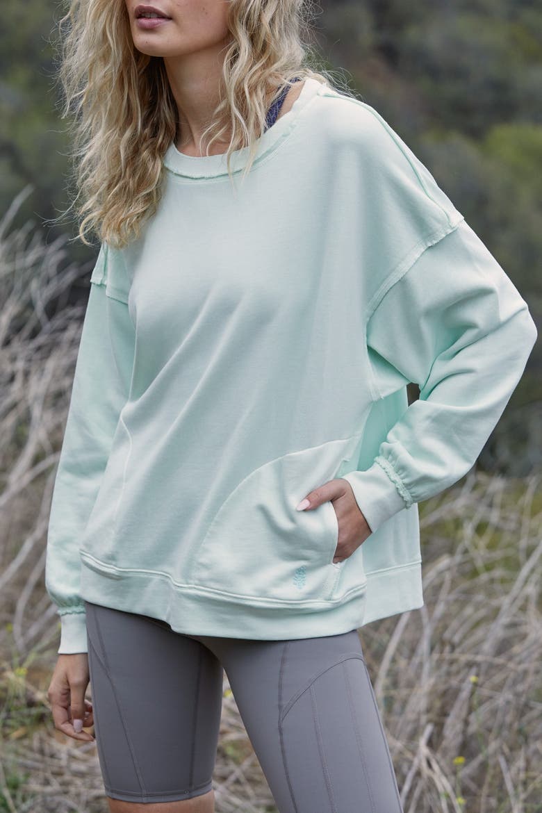 Free People FP Movement Metti Crewneck Sweatshirt, Main, color, MINT