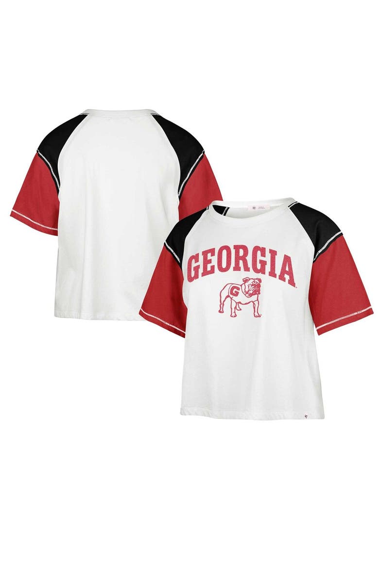 Women's '47 White Georgia Bulldogs Serenity Gia Cropped T-Shirt, Main, color, White