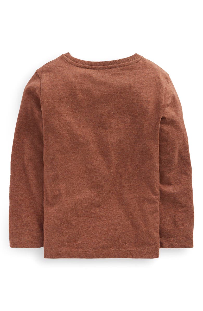 Boden Kids' Fun Appliqué Long Sleeve Cotton T-Shirt, Alternate, color, Brown Marl Bulldog