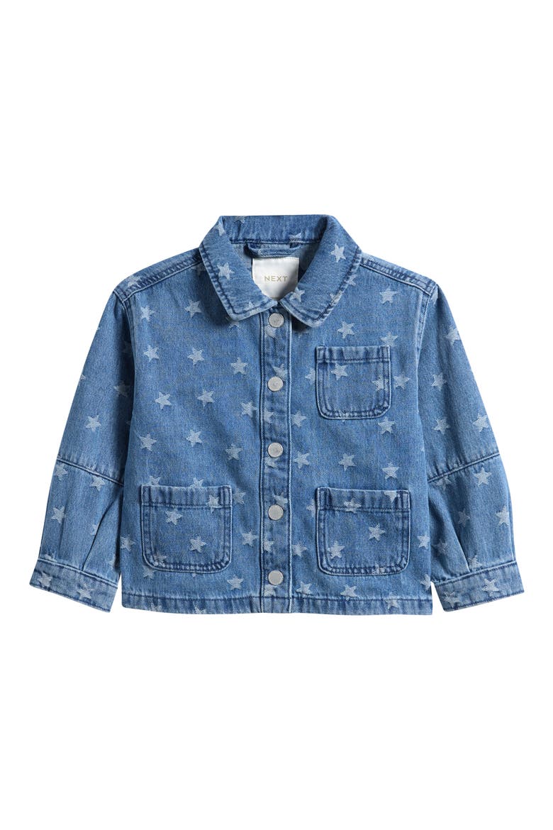 Kids' Star Print Denim Jacket, Main, color, BLUE