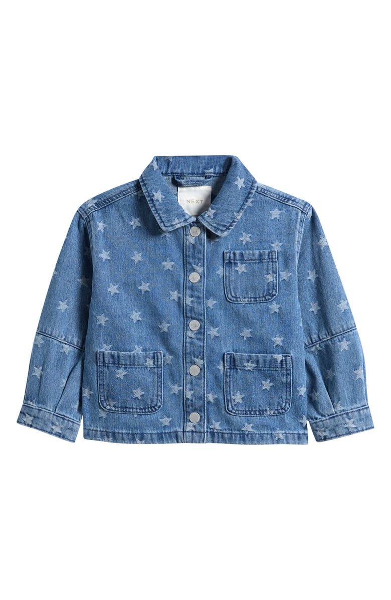 NEXT Kids' Star Print Denim Jacket, Main, color, Blue