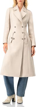 IVONNE Double-Breasted Wool-Blend Belted Long Coat