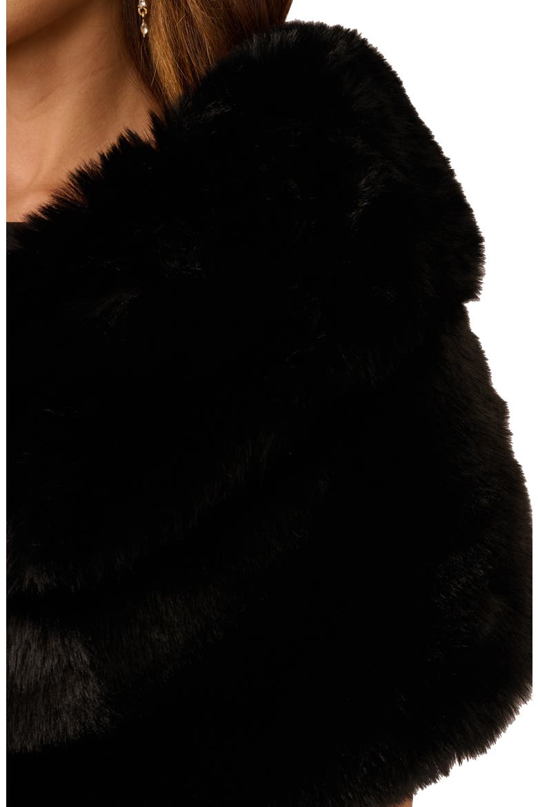 Crystal Faux Fur Wrap Capelet, Alternate, color, BLACK
