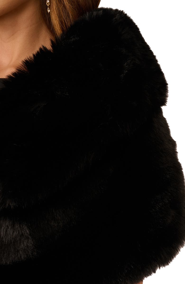 Adrianna Papell Crystal Faux Fur Wrap Capelet, Alternate, color,