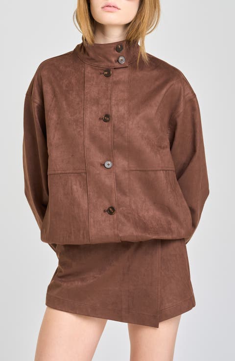 Parker Faux Suede Bomber Jacket
