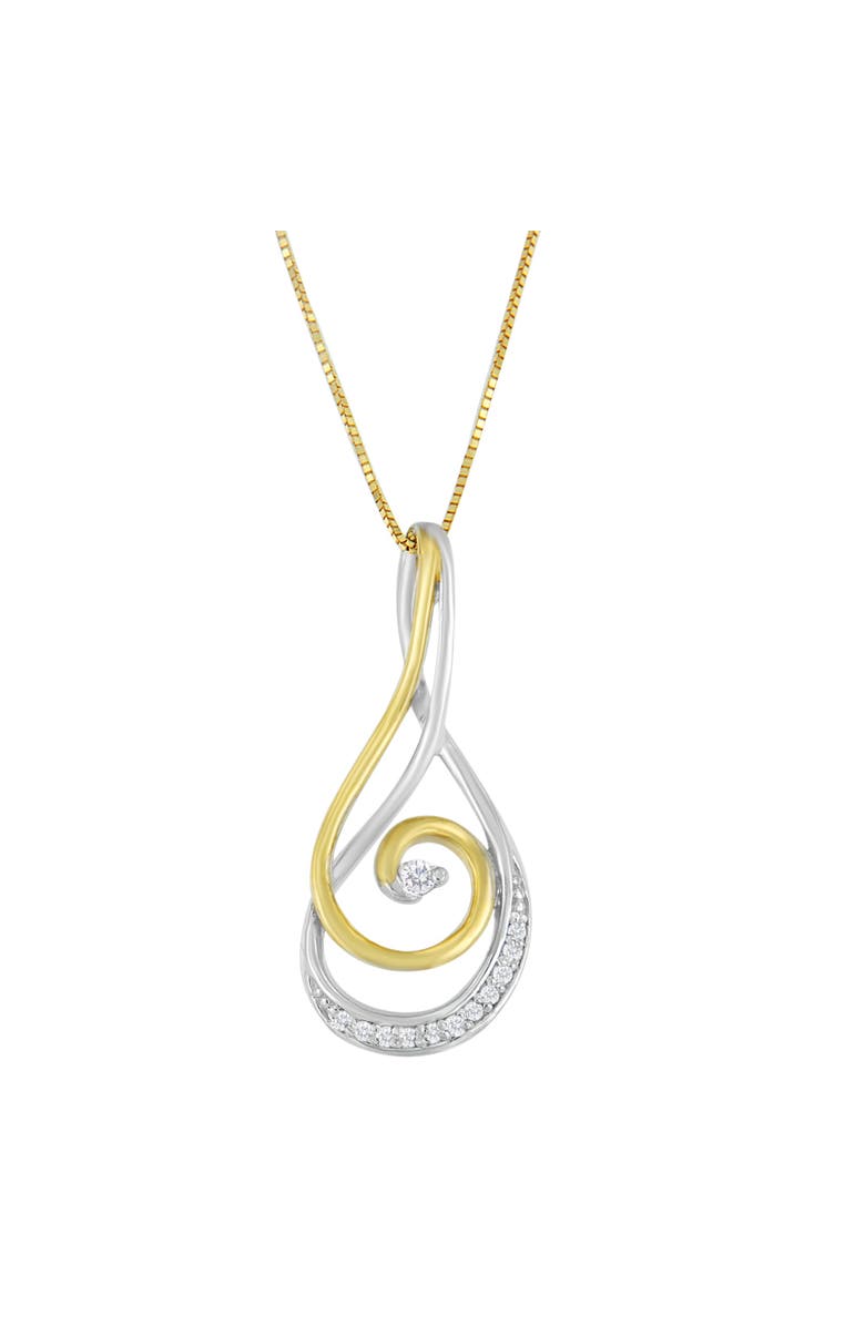 Haus of Brilliance Espira 10K Two-Tone Gold Round Cut Diamond Sparkling Spiral Pendant Necklace, Main, color, Yellow
