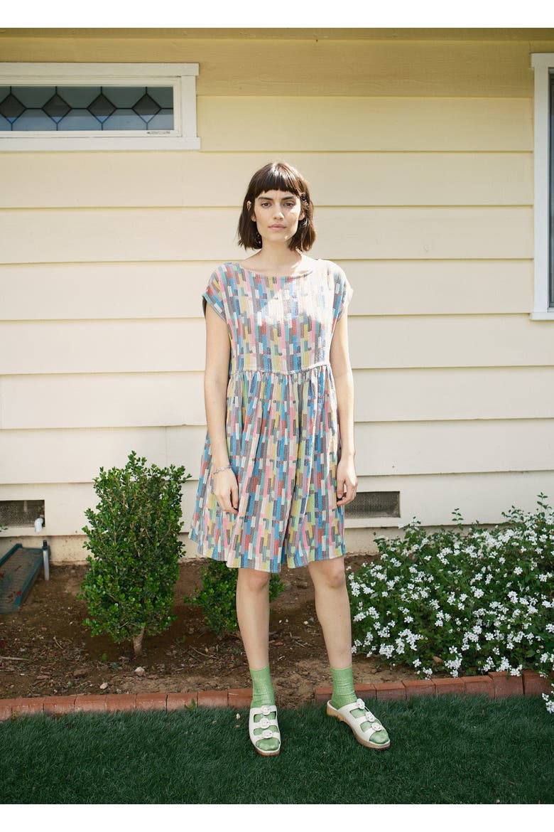 Float Slit-neck Mini Dress, Alternate, color, Trivia