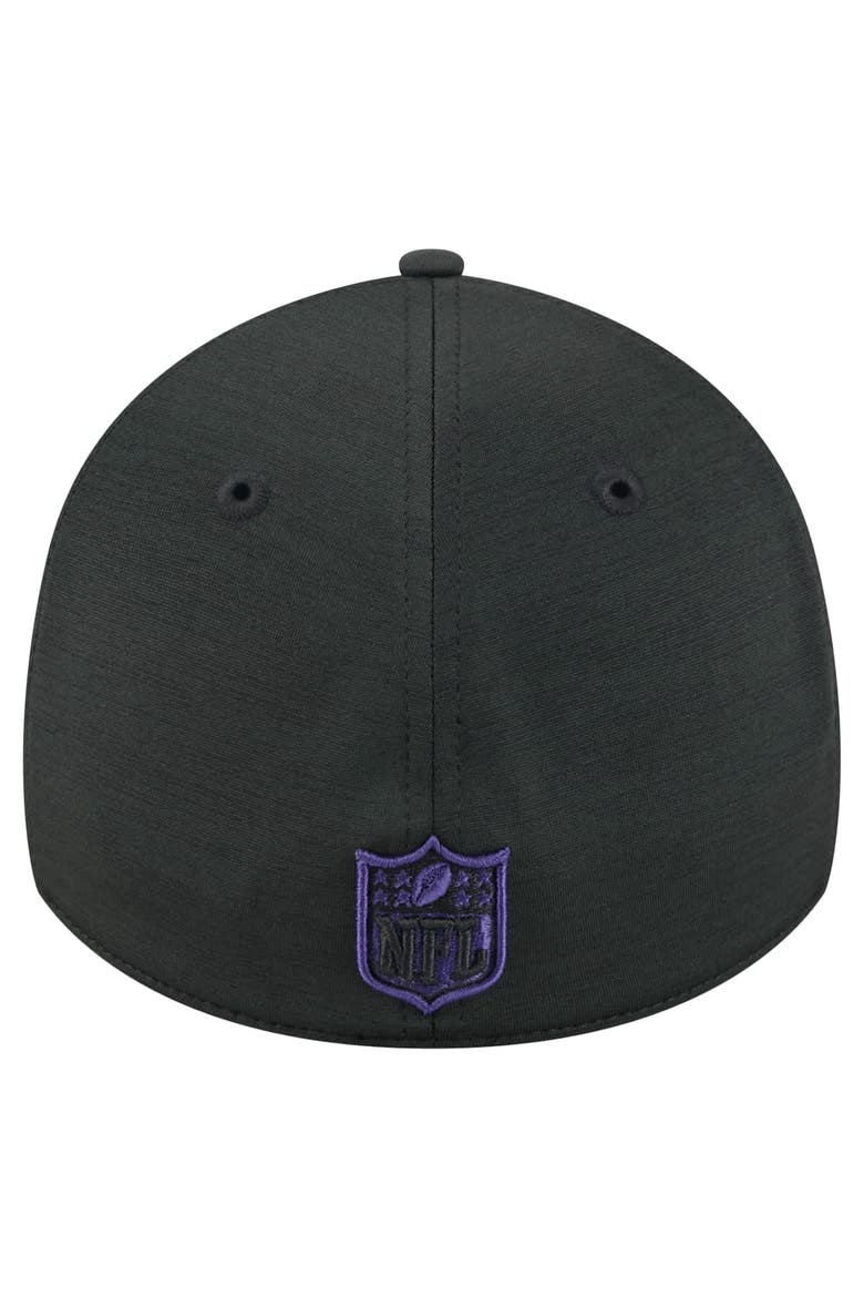 Men's New Era  Black Baltimore Ravens Stripes 39THIRTY Flex Hat, Alternate, color, Black
