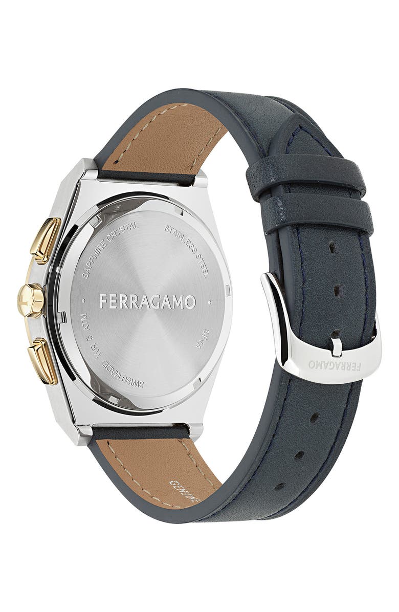 FERRAGAMO Vega Upper East Chronograph Leather Strap Watch, 42mm, Alternate, color,