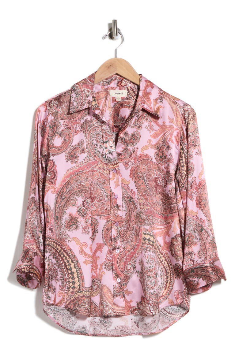 Dani Paisley Silk Button-Up Top, Main, color, MAUVE MULTI FRENCH PAISLEY