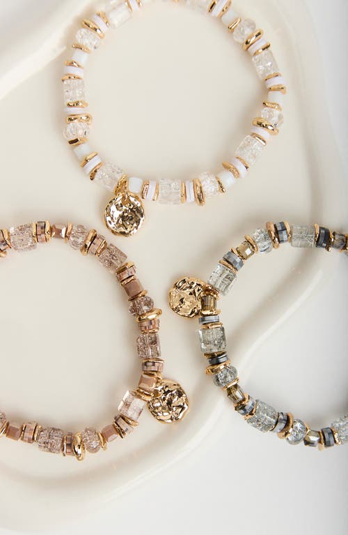 Saachi Grey Beaded Stretch Hammer Bracelet In Gold