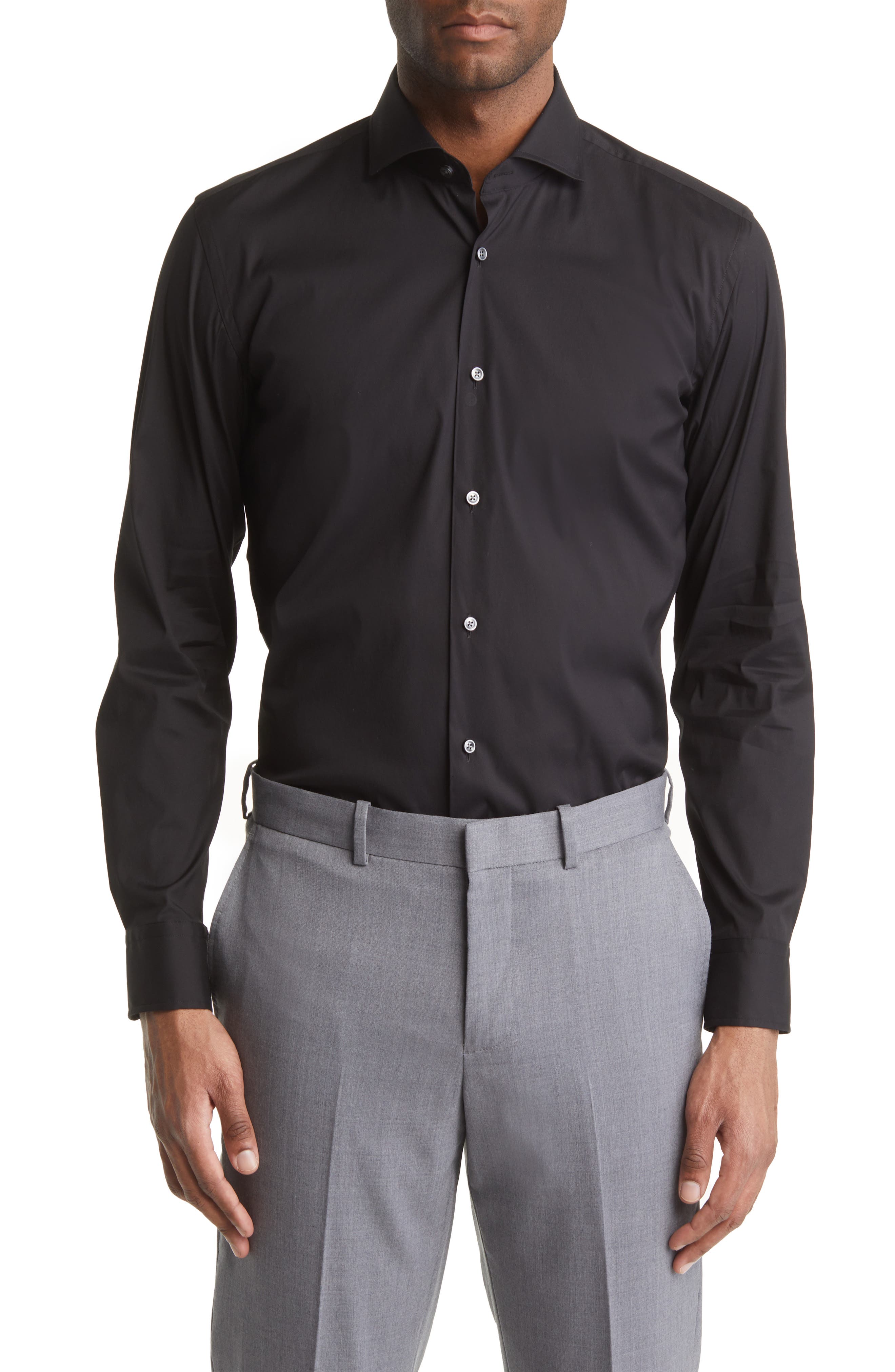 Hank Slim Fit Cotton Blend Dress Shirt