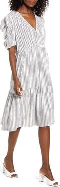 VERO MODA Puff Shoulder Midi Dress