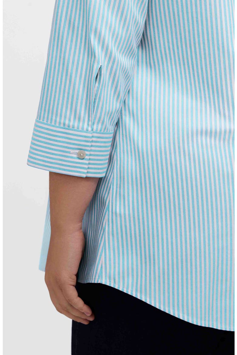 Cici Stripe Cotton Tunic Blouse, Alternate, color, CAPRI BLUE/ WHITE