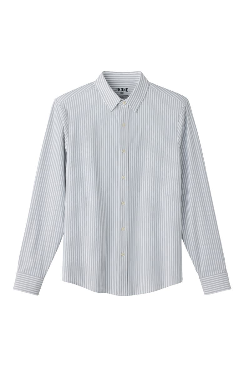 Commuter Slim Fit Striped Performance Shirt, Alternate, color, SLEET GRAY MADISON STRIPE