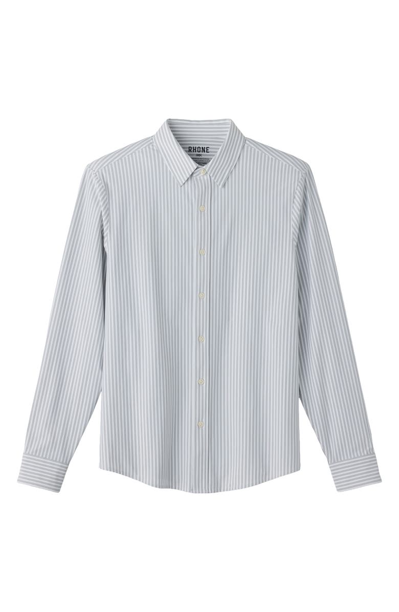 Rhone Commuter Slim Fit Striped Performance Shirt, Alternate, color, Sleet Gray Madison Stripe