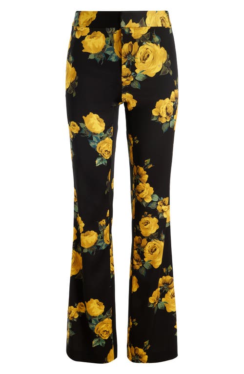 Alice And Olivia Livi Printed Floral Pants In Black