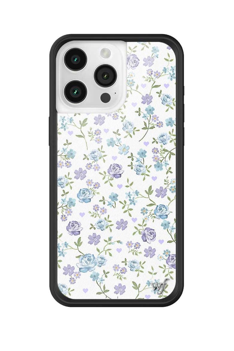Lilac & Blue Floral iPhone Case, Alternate, color, White