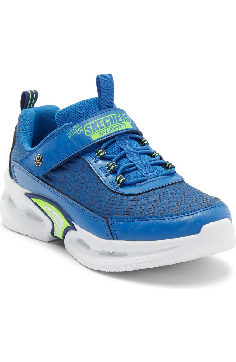 SKECHERS Kids' S-Lights Where's My Skechers? Sneaker, Main, color, Blue Lime