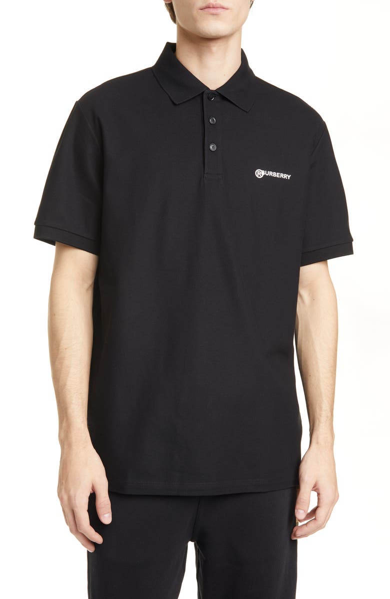 Burberry Horseferry Logo Black Short Sleeve Polo, Main, color, 