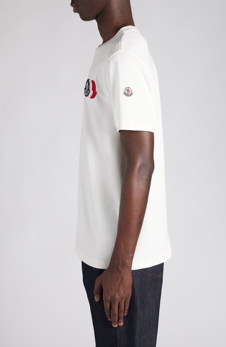 Moncler Logo Patch Cotton T-Shirt, Alternate, color, Silk White