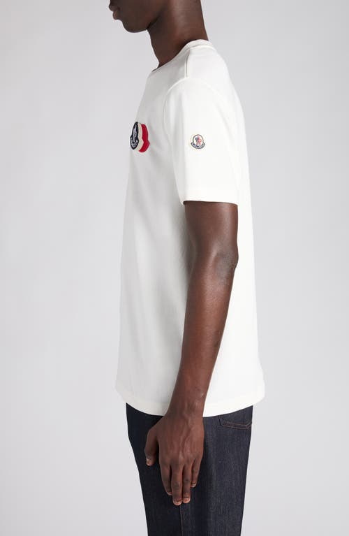 Moncler Cotton T-shirt With Ribbed Crew Neck And Signature Logo Patches In White