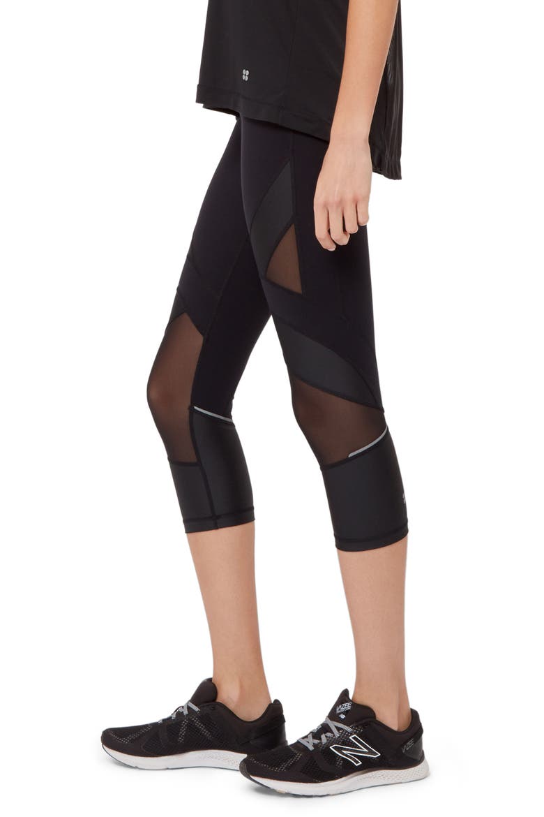 Power Wetlook Mesh 7/8 Workout Leggings, Alternate, color, BLACK