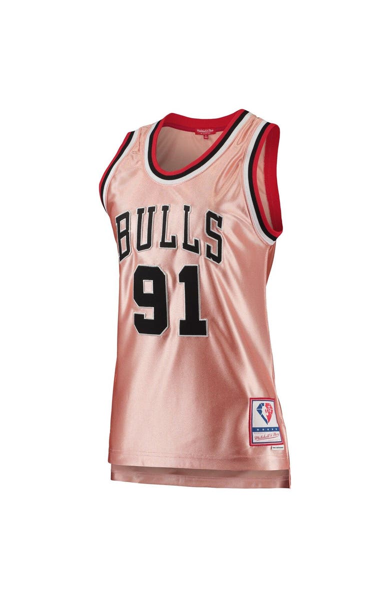 Mitchell & Ness Women's Mitchell & Ness Dennis Rodman Pink Chicago Bulls 75th Anniversary Rose Gold 1997 Swingman Jersey, Alternate, color, 